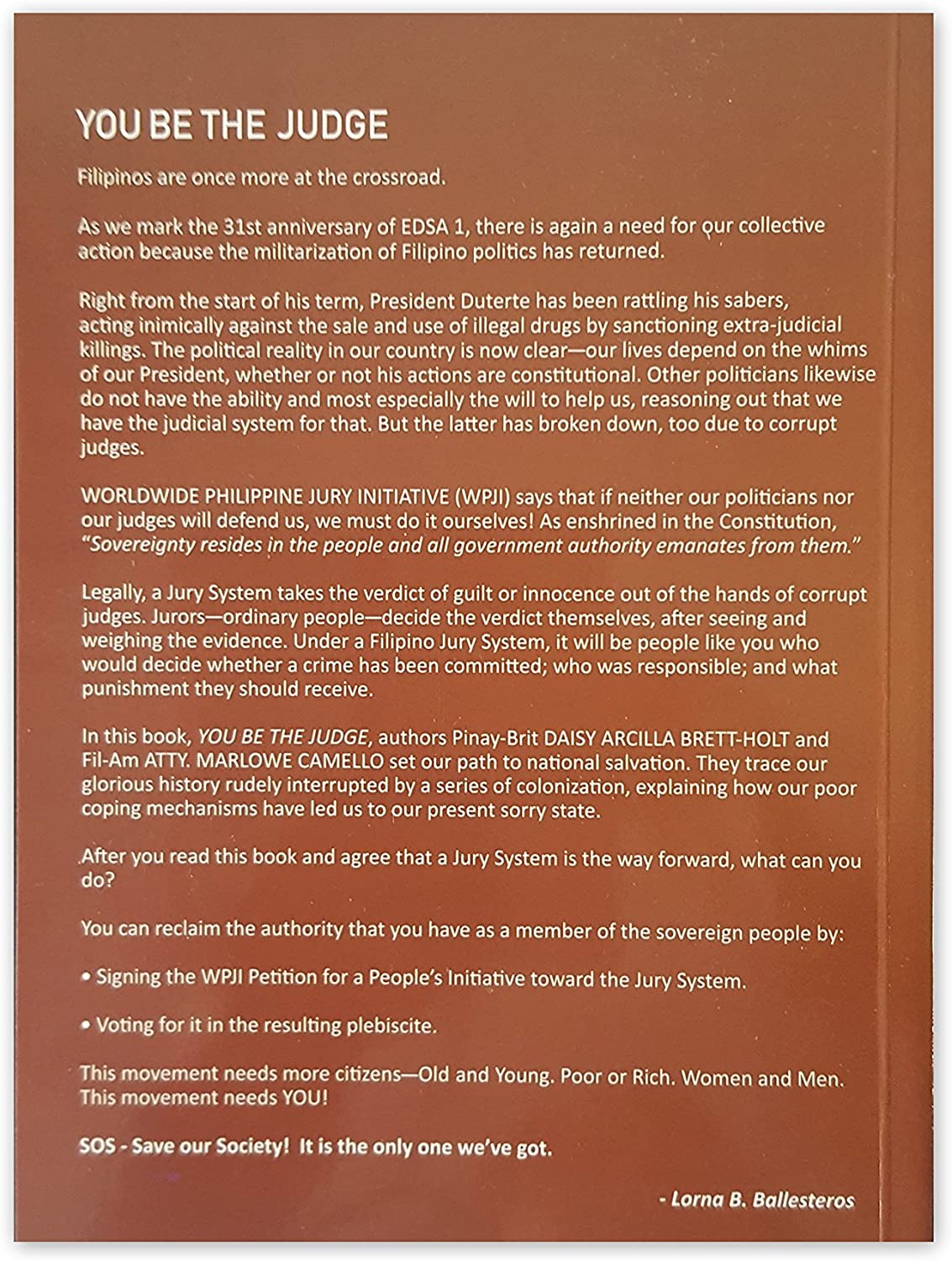 you be the judge book back